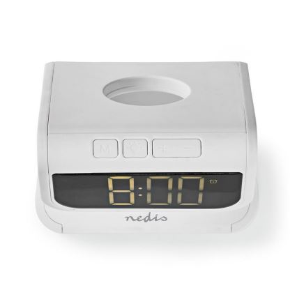 LED RGB Будилник с безжично зарядно устройство LED/10W/5V бял