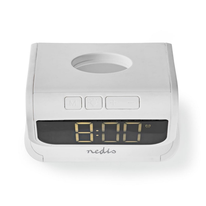 LED RGB Будилник с безжично зарядно устройство LED/10W/5V бял