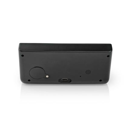 Будилник с LCD дисплей и безжично зарядно 15W/5V + 1xCR2032 черен