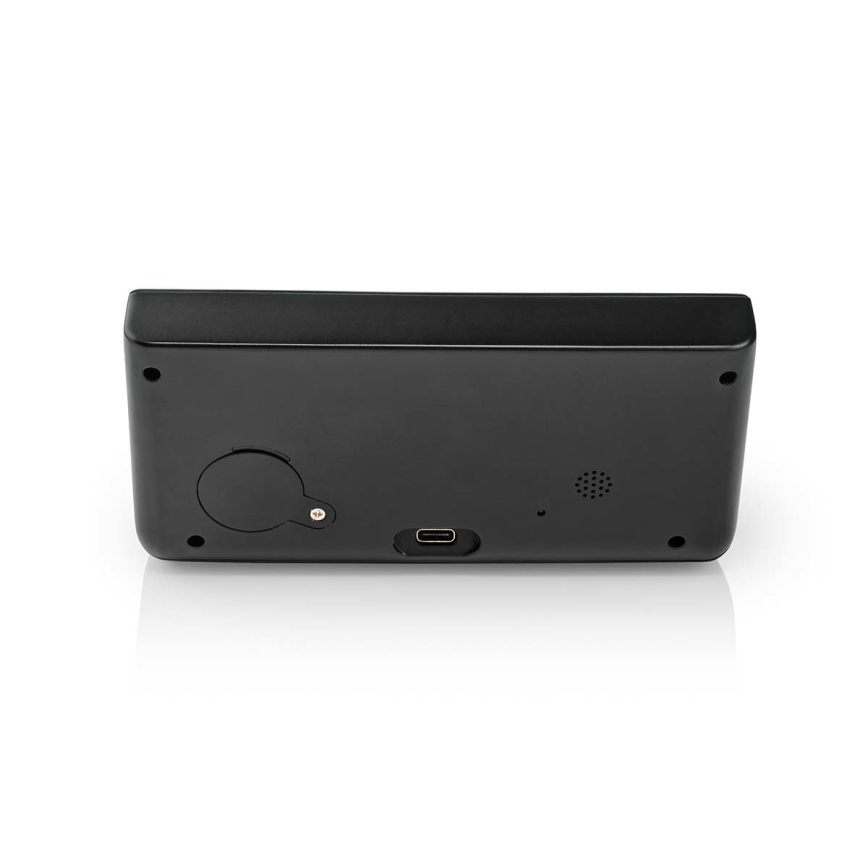Будилник с LCD дисплей и безжично зарядно 15W/5V + 1xCR2032 черен
