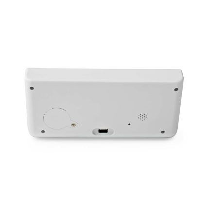 Будилник с LCD дисплей и безжичен зарядно устройство 15W/230V + 1xCR2032 бял
