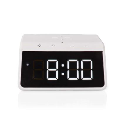 Будилник с LCD дисплей и безжично зарядно 15W/5V 1xCR2032 бял