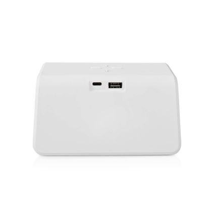 Будилник с LCD дисплей и безжично зарядно 15W/5V 1xCR2032 бял
