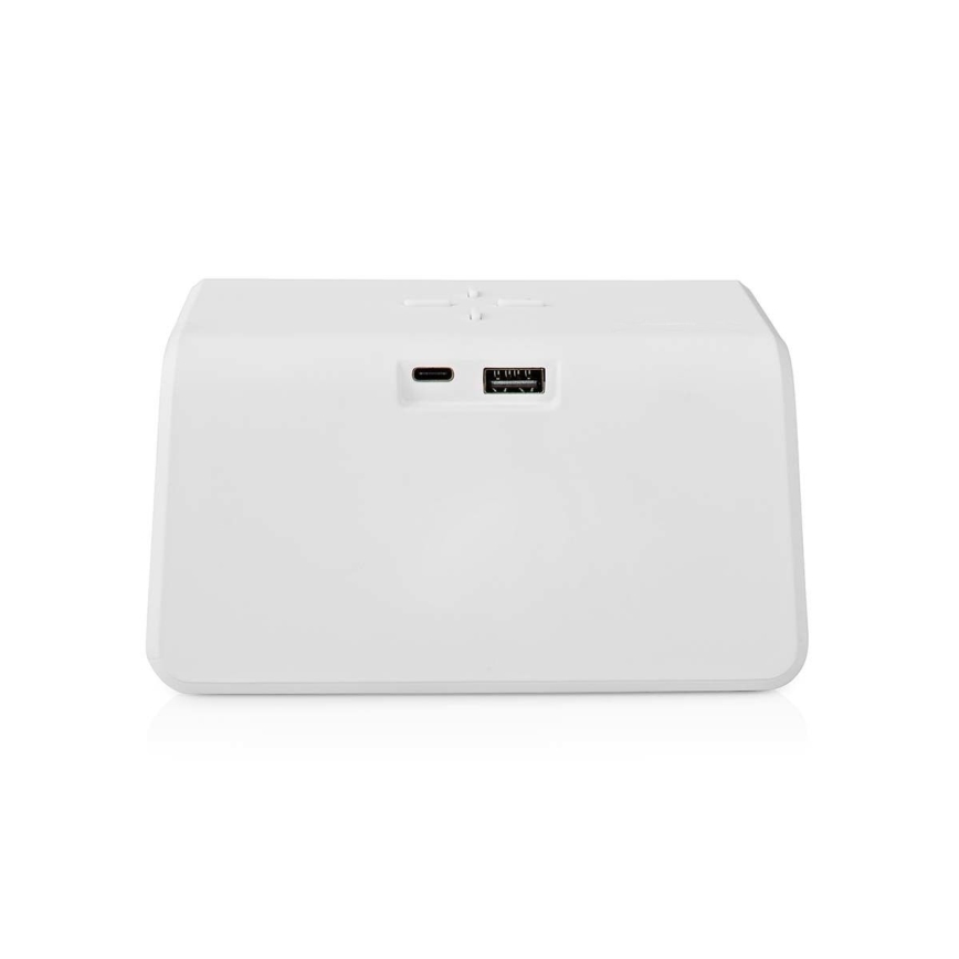 Будилник с LCD дисплей и безжично зарядно 15W/5V 1xCR2032 бял