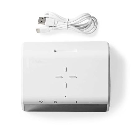 Будилник с LCD дисплей и безжично зарядно 15W/5V 1xCR2032 бял