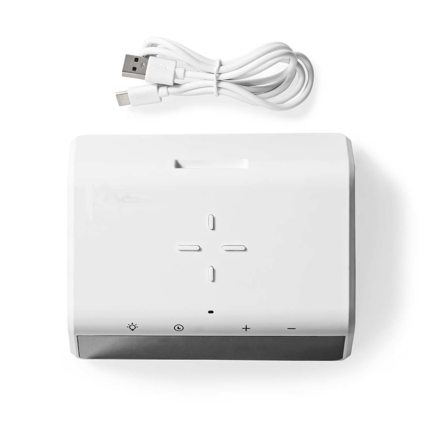 Будилник с LCD дисплей и безжично зарядно 15W/5V 1xCR2032 бял