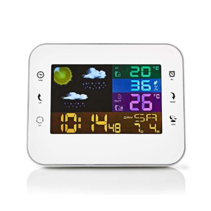 Метеорологична станция с цветен LCD дисплей 230V/3xAAA + 2xAA бял