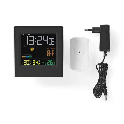 Метеорологична станция с цветен LCD дисплей 230V/3xAAA + 2xAA черен