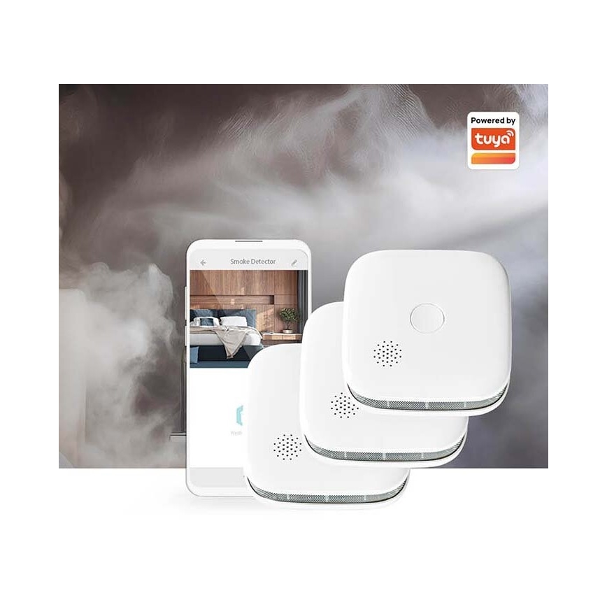 К-кт 3x Детектор за дим SmartLife 3V/1xCR123A Wi-Fi