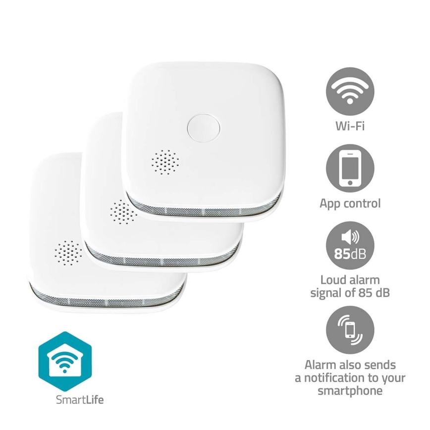 К-кт 3x Детектор за дим SmartLife 3V/1xCR123A Wi-Fi