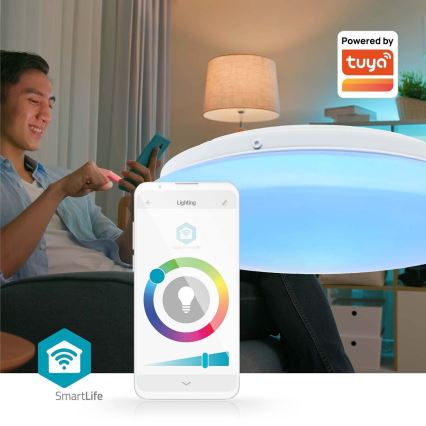 LED RGBW Димируем плафон за баня SmartLife LED/18W/230V 2700-6500K IP44 Wi-Fi