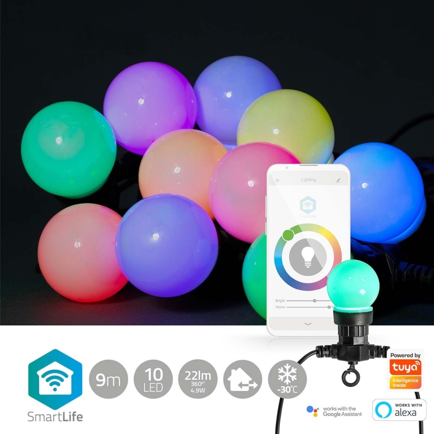 LED RGB Декоративни лампички 10xLED 12м IP65 Wi-Fi Tuya