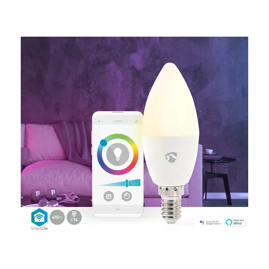 LED RGB Димируема крушка Smartlife E14/4,9W/230V Wi-Fi 2700-6500K