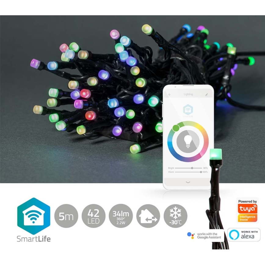 LED RGB външна гирлянда 42xLED/8 функции 8m IP65 Wi-Fi Tuya