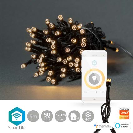 LED Екстериорни Коледни лампички 50xLED/8 функции 10м IP65 Wi-Fi Tuya топло бели
