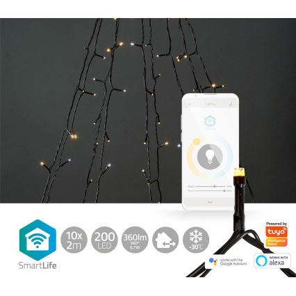 LED Екстериорна Коледна завеса 200xLED/8 функции 10x2м IP65 Wi-Fi Tuya топло до студено бяла