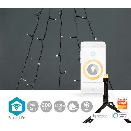 LED Екстериорна Коледна завеса 200xLED/8 функции 5x7м IP65 Wi-Fi Tuya
