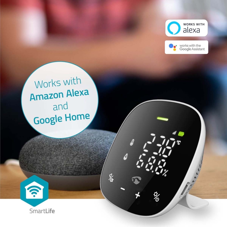 Интелигентен монитор за качество на въздуха с LED дисплей SmartLife Wi-Fi
