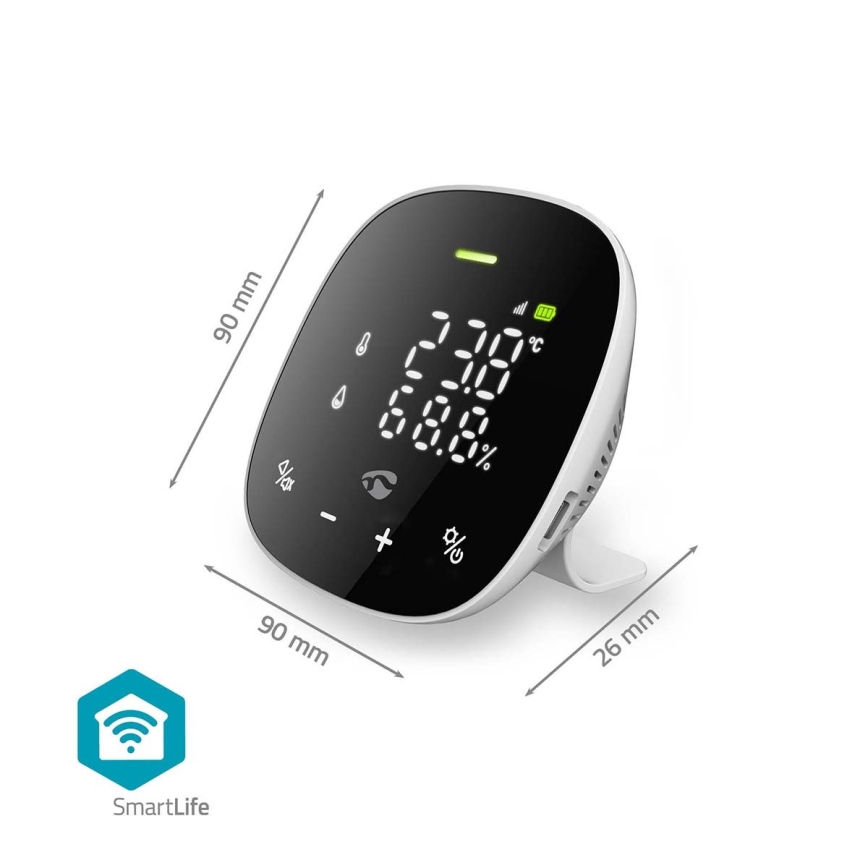 Интелигентен монитор за качество на въздуха с LED дисплей SmartLife Wi-Fi