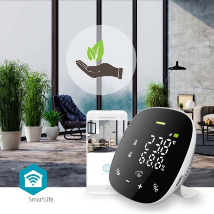 Интелигентен монитор за качество на въздуха с LED дисплей SmartLife Wi-Fi