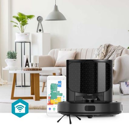 Умен роботизиран прахосмукач с моп SmartLife 5200 mAh Wi-Fi Tuya черен + дистанционно управление