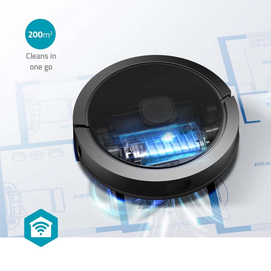 Умен роботизиран прахосмукач с моп SmartLife 5200 mAh Wi-Fi Tuya черен + дистанционно управление