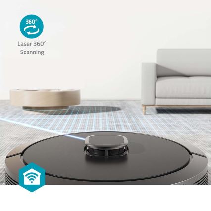 Умен роботизиран прахосмукач с моп SmartLife 5200 mAh Wi-Fi Tuya черен + дистанционно управление