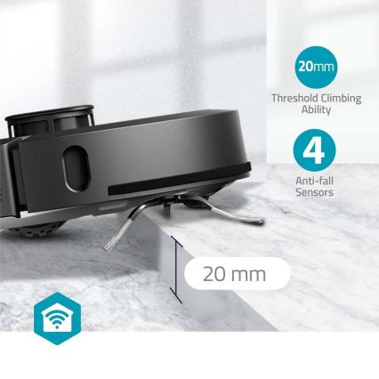 Умен роботизиран прахосмукач с моп SmartLife 5200 mAh Wi-Fi Tuya черен + дистанционно управление