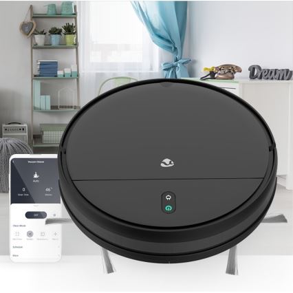 Интелигентна прахосмукачка робот с моп 28W/2500 mAh Wi-Fi черен + дистанционно управление
