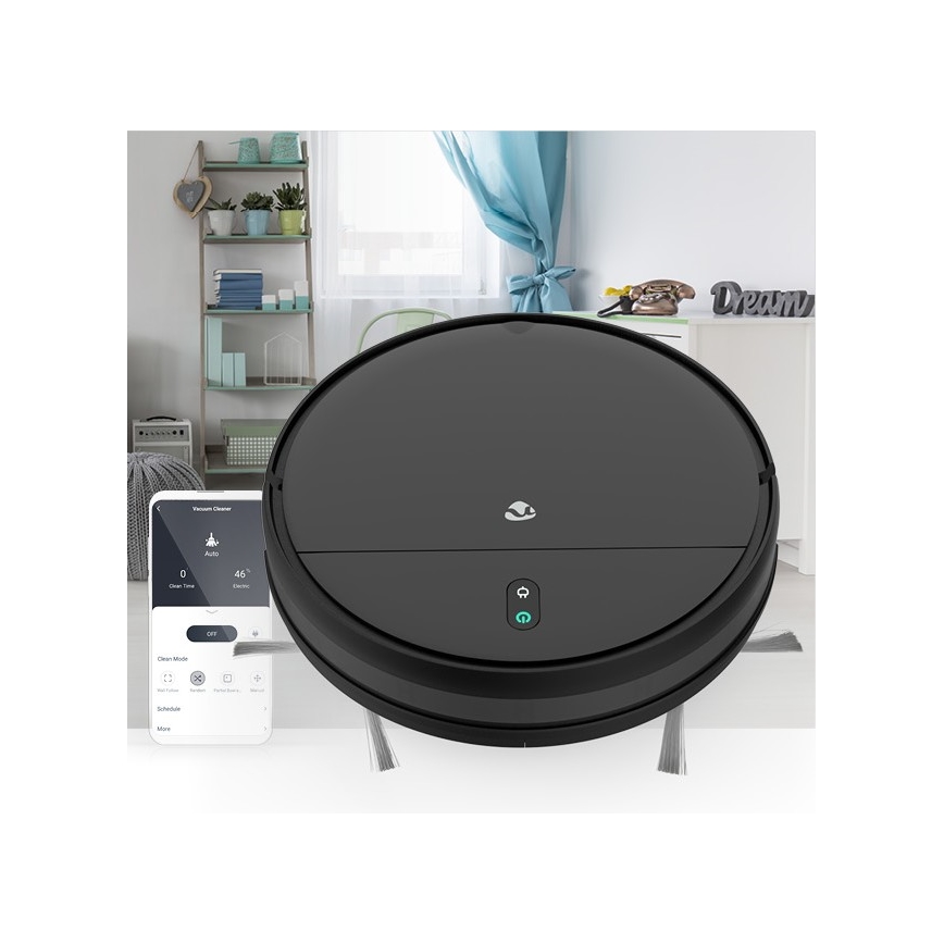 Интелигентна прахосмукачка робот с моп 28W/2500 mAh Wi-Fi черен + дистанционно управление