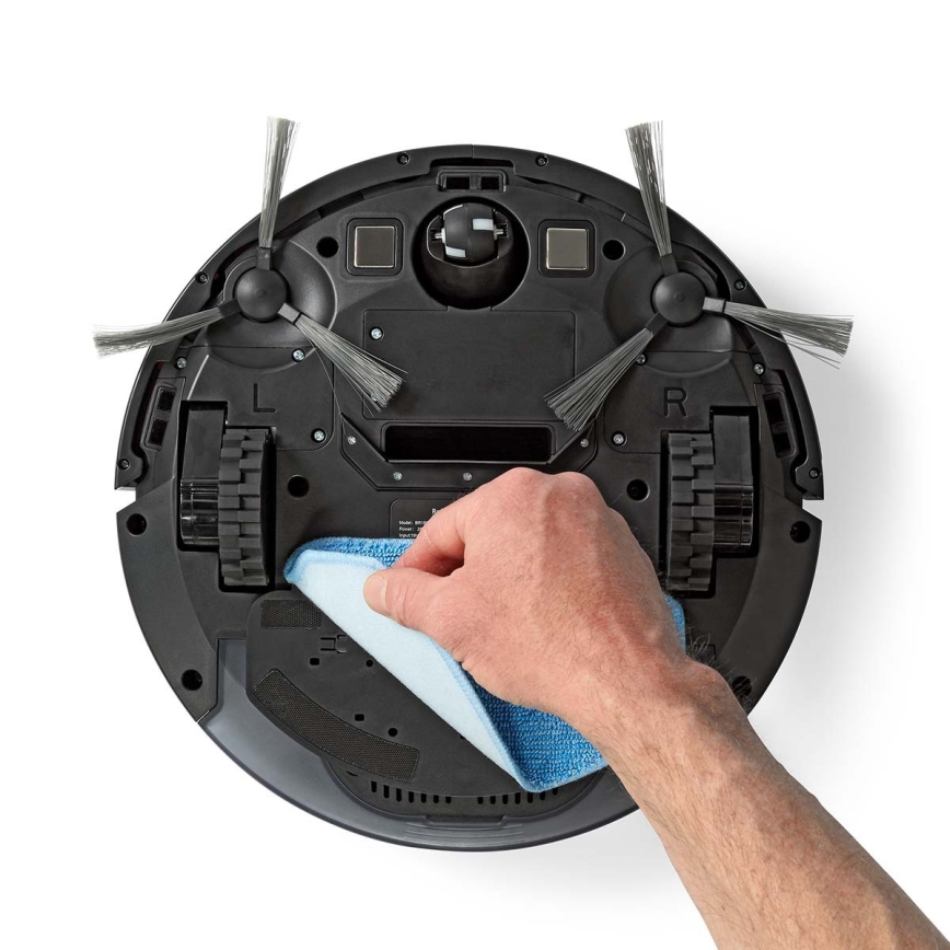 Умен роботизиран прахосмукач с моп 28W/2500 mAh Wi-Fi черен + дистанционно управление