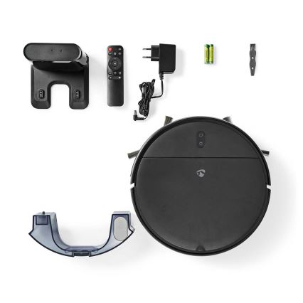 Умен роботизиран прахосмукач с моп 28W/2500 mAh Wi-Fi черен + дистанционно управление