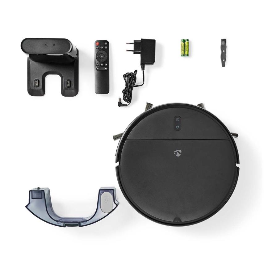 Умен роботизиран прахосмукач с моп 28W/2500 mAh Wi-Fi черен + дистанционно управление