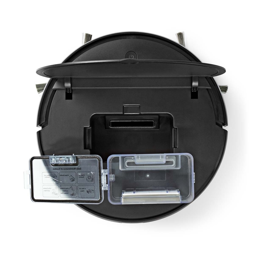 Умен роботизиран прахосмукач с моп 28W/2500 mAh Wi-Fi черен + дистанционно управление