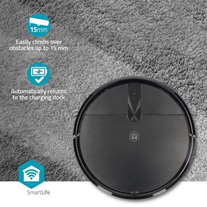 Умен робот-прахосмукач с моп SmartLife 2600 mAh Wi-Fi Tuya черен + дистанционно управление