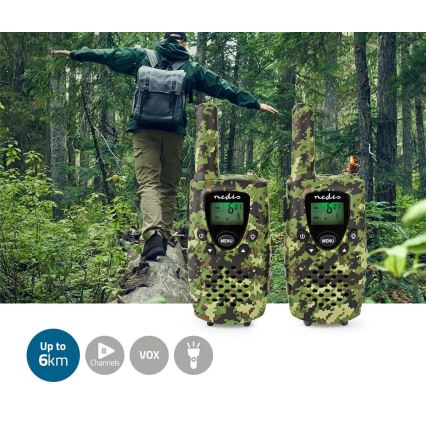 К-кт 2бр. уоки-токита с LED лампа 3xAAA обхват 8 км камуфлажни