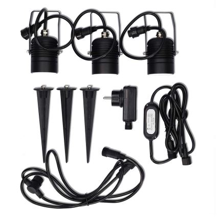 Комплект от 3 димируеми RGBW външни лампи SmartLife LED/3W/230V IP65 Wi-Fi Tuya черни