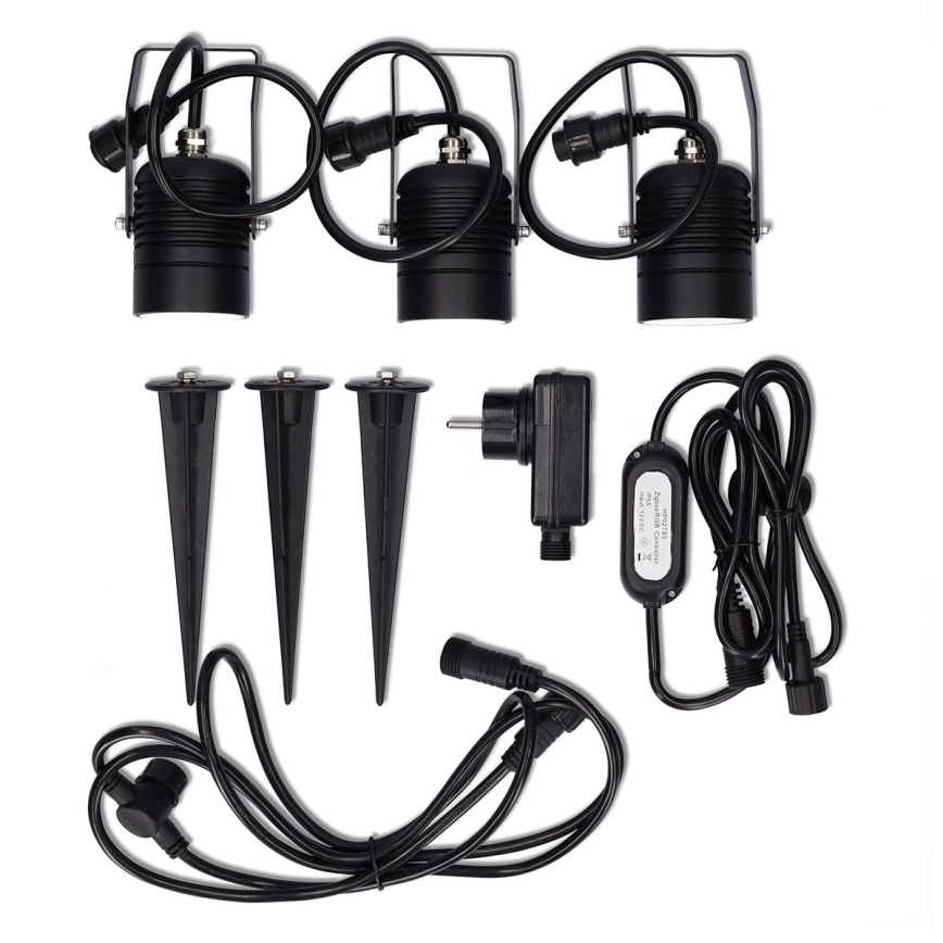 Комплект от 3 димируеми RGBW външни лампи SmartLife LED/3W/230V IP65 Wi-Fi Tuya черни