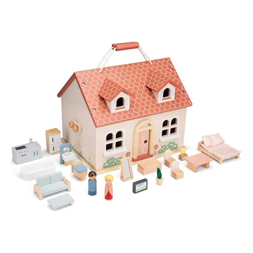 New Classic Toys - Дървена къща за кукли червен