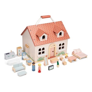 New Classic Toys - Дървена къщичка за кукли в червено