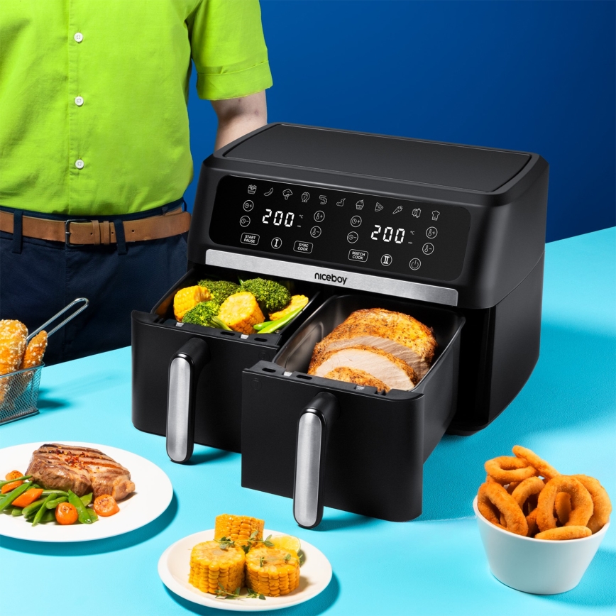 Niceboy AirFryer DUO - Дуална горещовъздушна фритюрница 9 l 2400W/230V