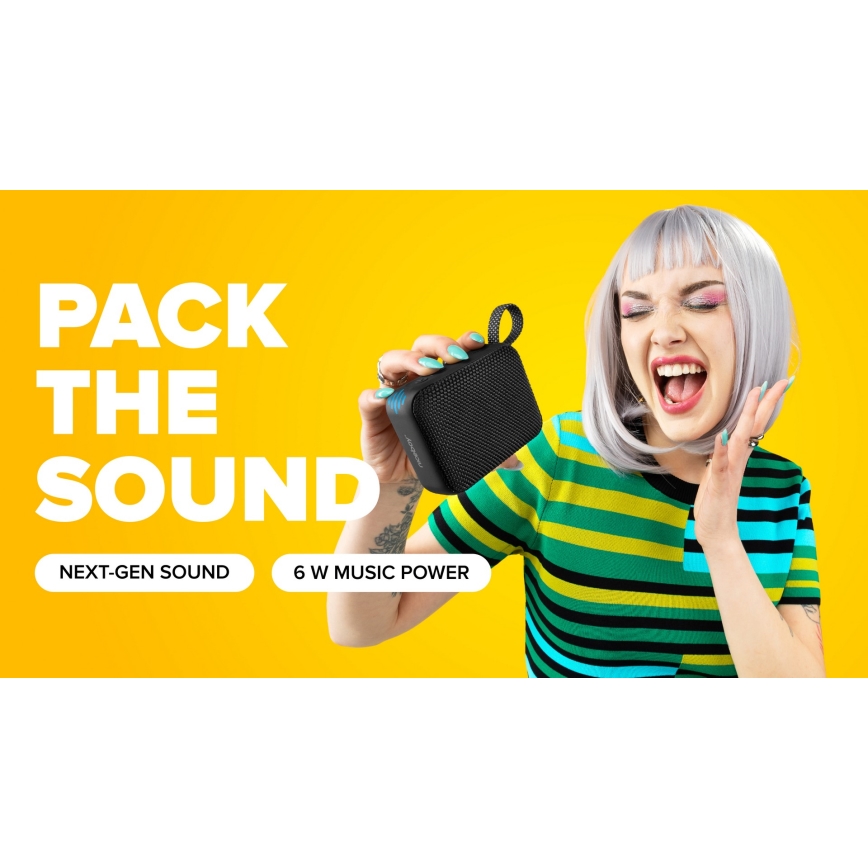 Niceboy Atom 4 - LED Безжична колонка с микрофон 6W/1000 mAh IP67 черен