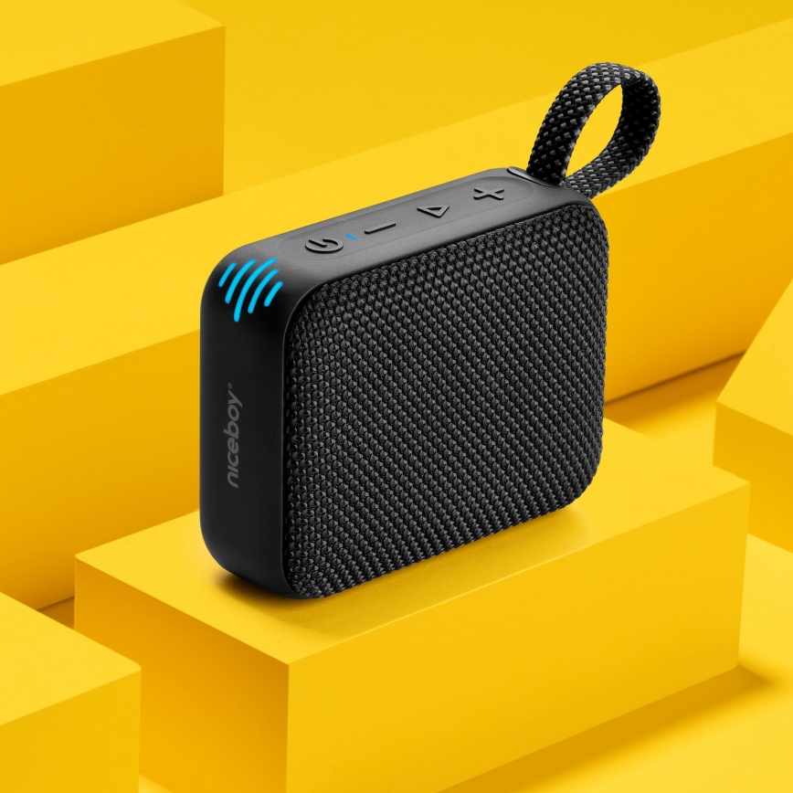 Niceboy Atom 4 - LED Безжична колонка с микрофон 6W/1000 mAh IP67 черен