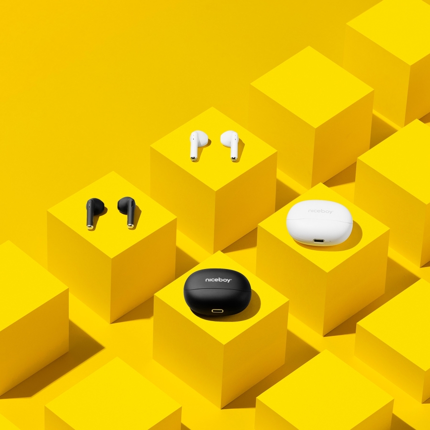 Niceboy Beans 4 - Безжични слушалки 300 mAh + 2x 35 mAh IPX4 бели