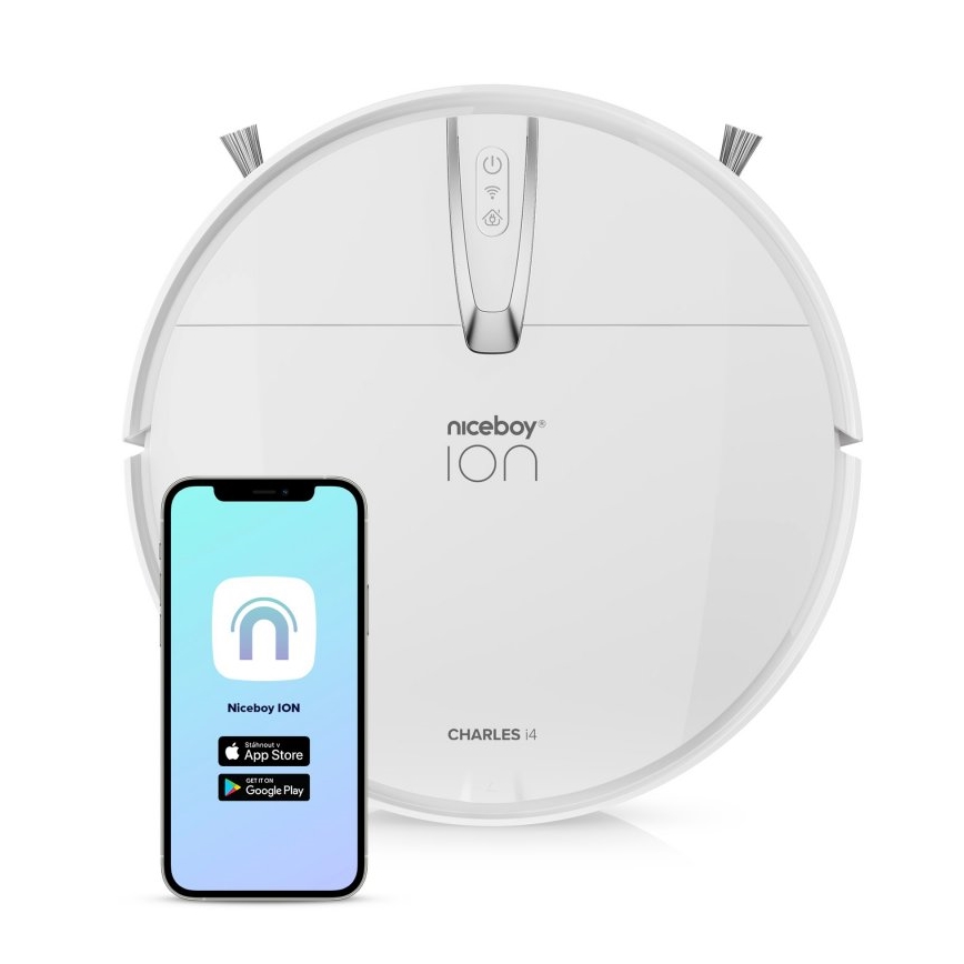 Niceboy ION Charles i4 - Интелигентна прахосмукачка робот 2в1 4400 mAh Wi-Fi бял + дистанционно управление