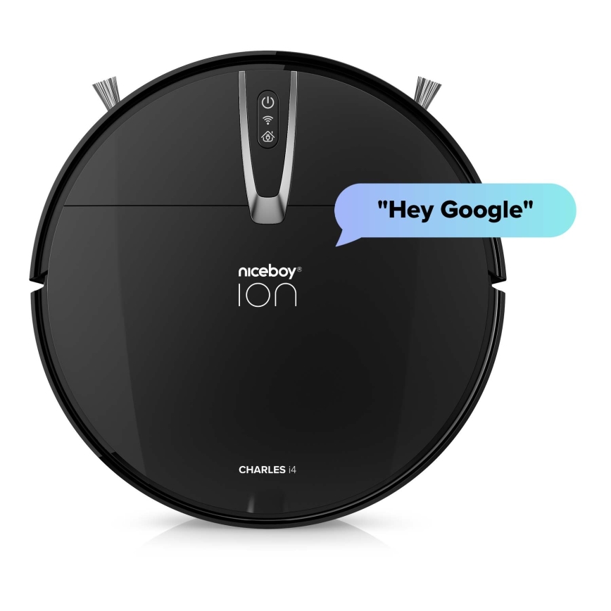 Niceboy ION Charles i4 - Умен роботизиран прахосмукачка 2 в 1 4400 mAh Wi-Fi черен + дистанционно управление