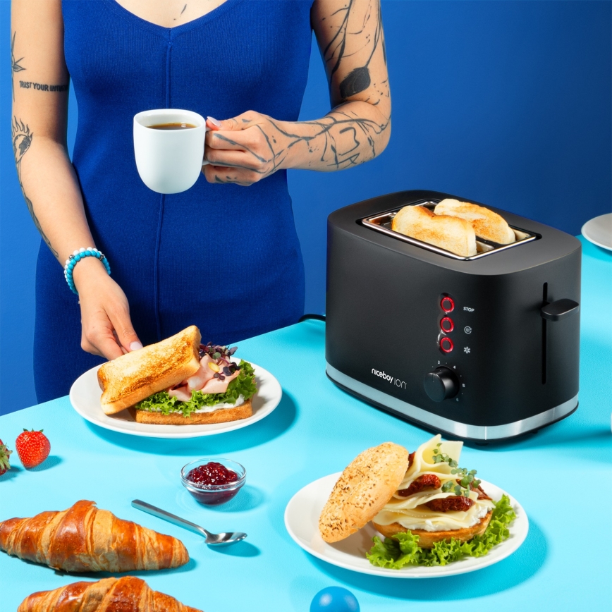 Niceboy ION Cruncher C3 - Тостер с два отвора и печка 870W/230V черен
