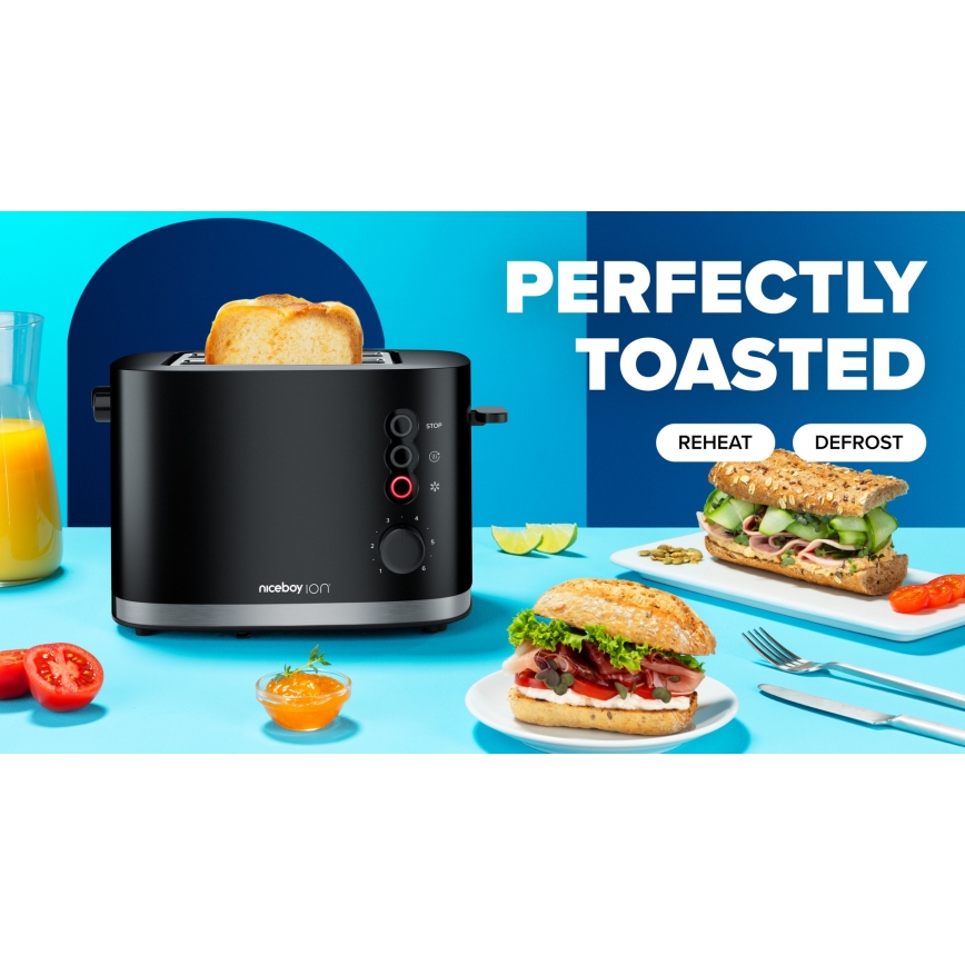 Niceboy ION Cruncher C3 - Тостер с два отвора и печка 870W/230V черен