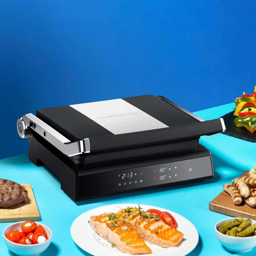 Niceboy ION Grillmaster - Електрически грил 2000W/230V черен/матов хром
