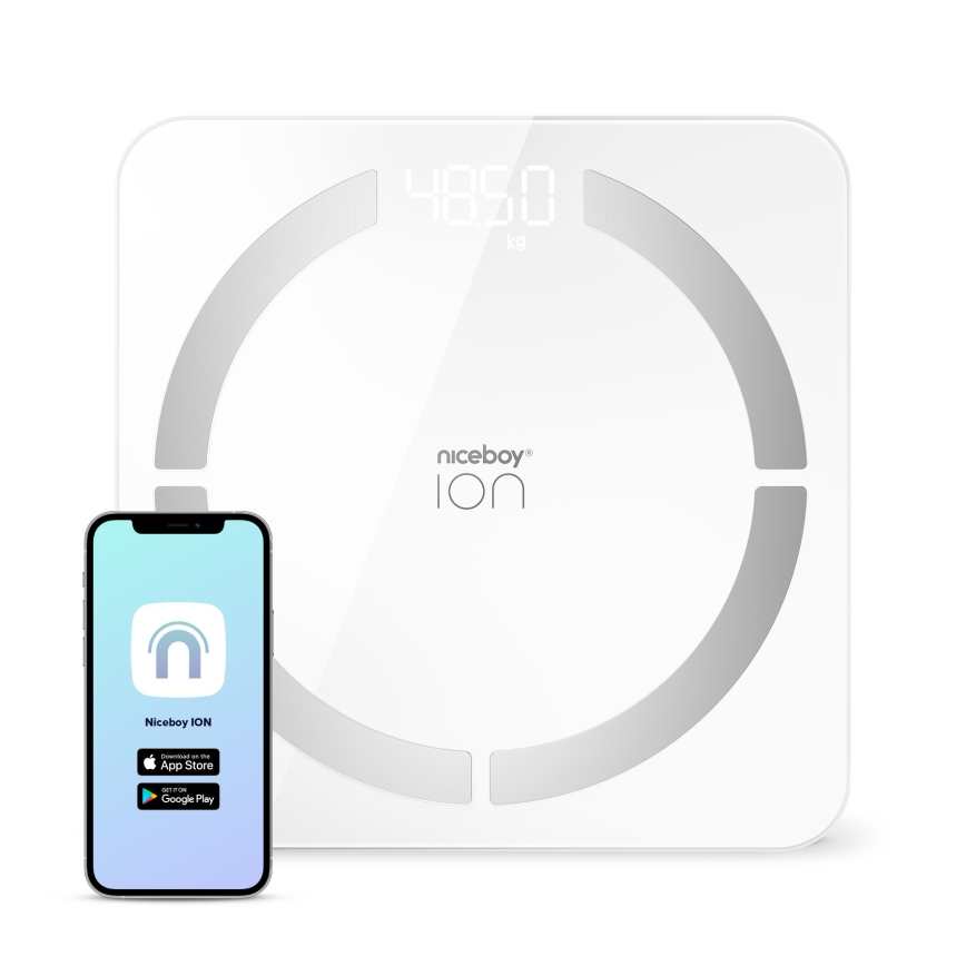 Niceboy ION SmartScale - Смарт дигитална персонална везна 3xAAA бял